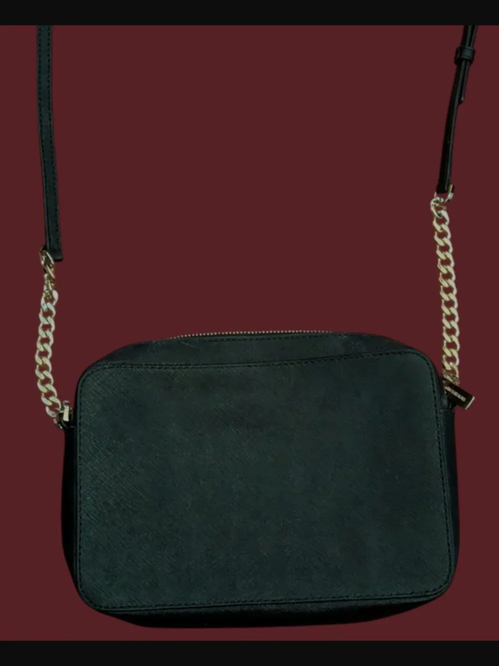 Michael Kors Black Jet Set Saffiano Leather Crossbody Purse Size 9